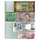 9 Vintage Bank Notes Egypt Canada Japan China