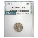 1938-S Dime MS67+ FB LISTS $1250