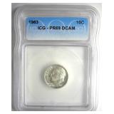 1963 Dime ICG PR69 DCAM LISTS $150