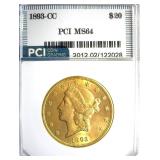 1893-CC Gold $20 MS64 LISTS $120000
