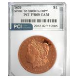 1879 Dollar PCI PR69 CAM Morgan Barber Cu Copy