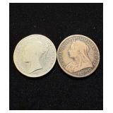 1894 1865 Old Silver Shillings Sterling!