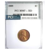 1938 Cent MS67+ RD LISTS $900