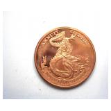 2017 1oz Copper Round Silver Shield Dragon Dollar