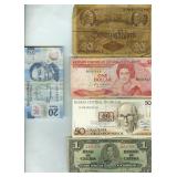 10 Vintage Bank Notes Brazil Canada Mexico Japan