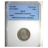 1797-MPF 2 Escudos NNC MS67 Spain
