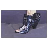 Vtg Cabbage Rose Fenton Art Glass Slipper