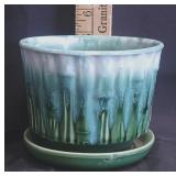 Vtg McCoy Bamboo Green/Blue Drip Glaze Pot