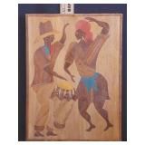 Haitian Hand Carved Wood Naif Folk Art Wall Plaque