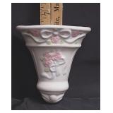 Vtg Ceramic Roses & Ribbons Wall Pocket