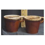 Hull Pottery Brown Drip Glaze Coffee Mugs