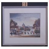 Vtg  Jean Fous French provincial Village Print