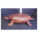 Hand Carved Wooden Sea Turtle Lotus Flower