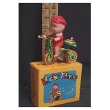 1970s Ringing Tricycle Tin Litho Wind-up Toy