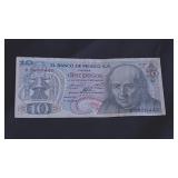 1969 10 Mexican Pesos Banknote