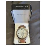 L&Co Mens Wristwatch Brown Leather Strap