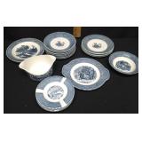 1950/70s Currier & Ives Blue ceramic Dishes
