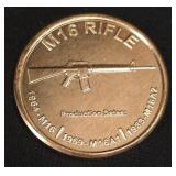 1oz .999 Fine Copper Bullion Round M16 rifle