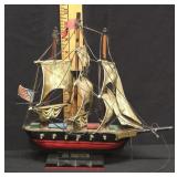Vtg Wooden USS Constitution Model Ship on Pedestal