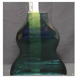 Heavy teal curved glass vase