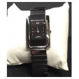 Sleek Black Rectangular Quartz Wristwatch