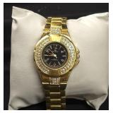 Mark Naimer Gold Tone Black Dial Wristwatch