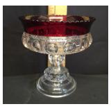 Indiana Glass King's Crown Thumbprint Ruby Compote