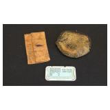 Antique Leather Change Purse/Ft Wanye Credit Plate
