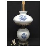 Milk Glass Floral Hurricane Lamp