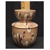 Brown and White Drip Glaze Pottery Vase
