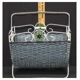 Vtg Metal and Wicker Magazine Rack
