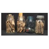 Lot of Vtg Ball Jars with Clothespins and Keys