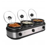 Tru Triple Slow Cooker Buffet Server  Black ...