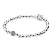 PANDORA Clear Sterling Silver Beads  Pav Bracelet