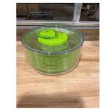 Green  Clear Manual Pump Salad Spinner Used w...