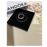 Pandora Womens Silver Pav Two-Band Ring