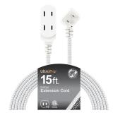 GE Indoor Flat Plug 15 Ft, 3-Outlet Braided...