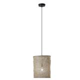 Set of 2, Jute & Metal Column Shaded Pendant Light