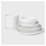 12pc Stoneware Westfield Dinnerware Set White -...