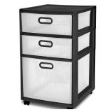 Sterilite Ultra 3 Drawer Storage Cart Black