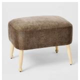 Upholstered Wooden Ottoman Natural Wood/Dark Brown
