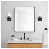 24x30 Matte Black Medicine Cabinet with Mirror