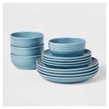 12pc Stoneware Westfield Dinnerware Set Blue -...