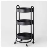 3 Tier Round Metal Utility Cart Black -...