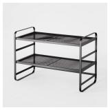 2 Tier Shoe Rack Black Metal Mesh - Brightroomï¿½