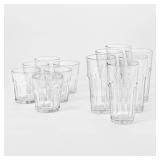 12pc Glass Tremont Tall and Short Faceted...