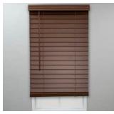 50Wx60L 2" Faux Wood Blinds, Dark Oak