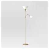 Torchiere with Task Light Floor Lamp Gold -...