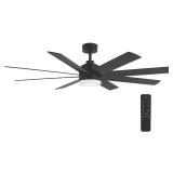 62" LED Matte Black Ceiling Fan with Light and...