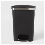 Plastic Locking Lid Step Trash Can Black -...
